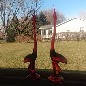 Viking vintage glass (Persimmon and Ruby) Egrets